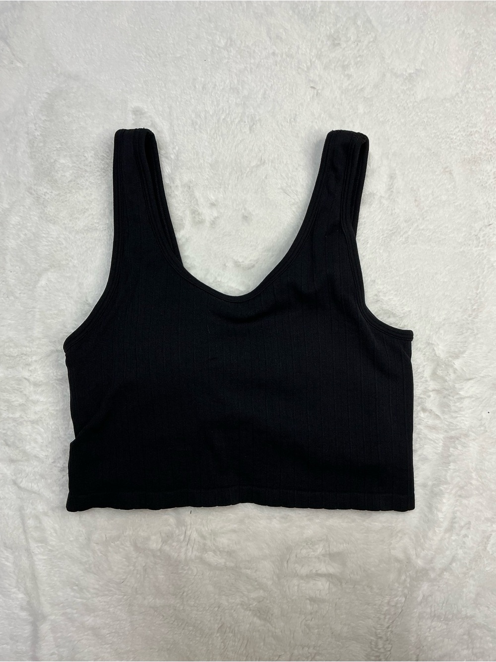 Ryka Black Ribbed Scoop Crop Tank